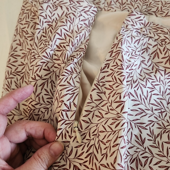 Morris & Co Elegant Cream Skirt W/ Leaves Print. Size 2 NWOT Fairygoth Boho - Picture 7 of 8